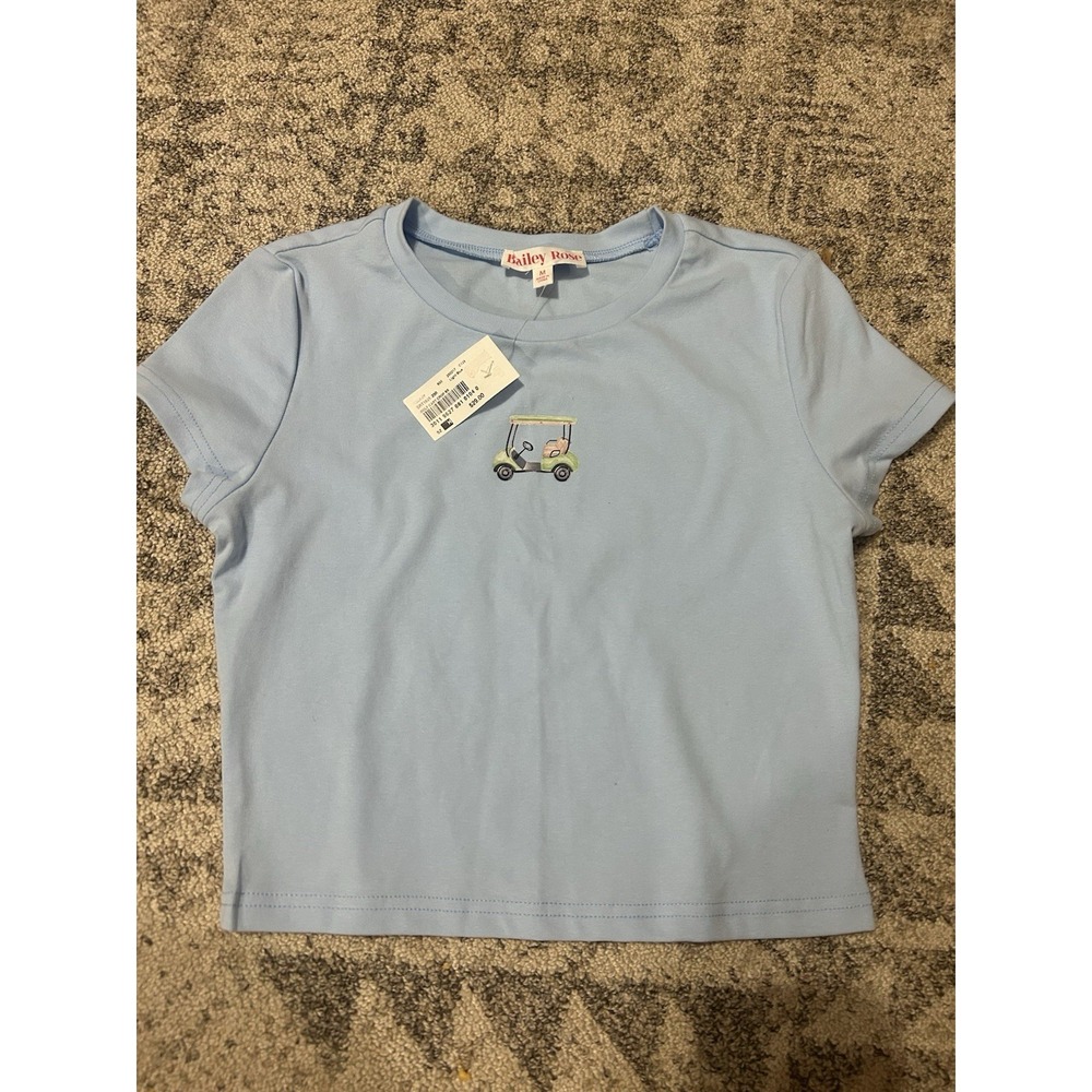 NWT Bailey Rose Women Blue Golf Cart Crop Top Size Medium